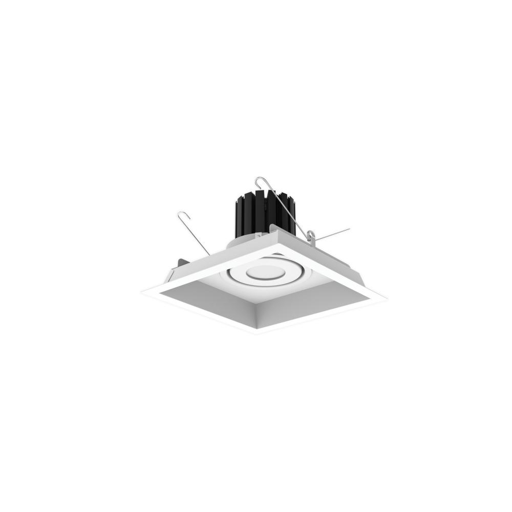 One-Head Flanged LED Multiple Lighting Trim, 900lm per Head w/ Flood Optic, 4000K, Regressed White