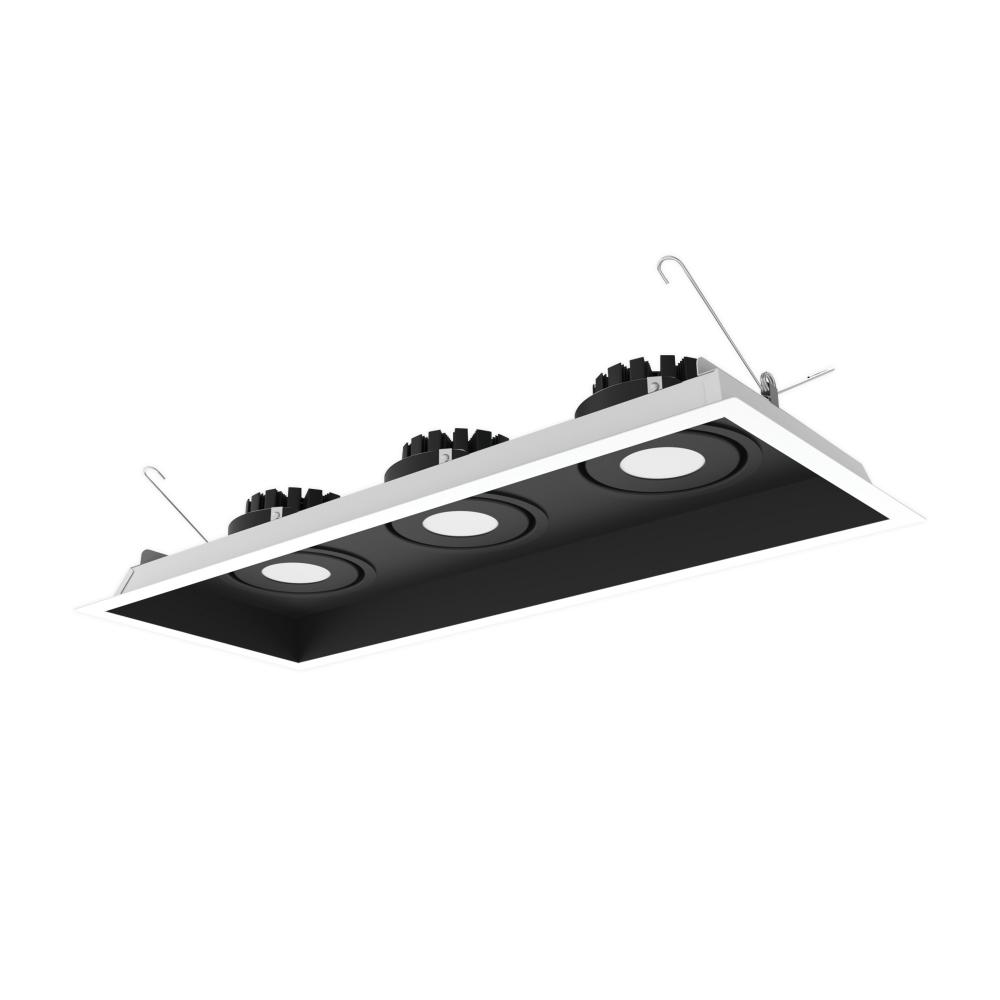 Three-Head Flanged LED Multiple Lighting Trim, 1500lm per Head w/ Narrow Flood Optic, 4000K,