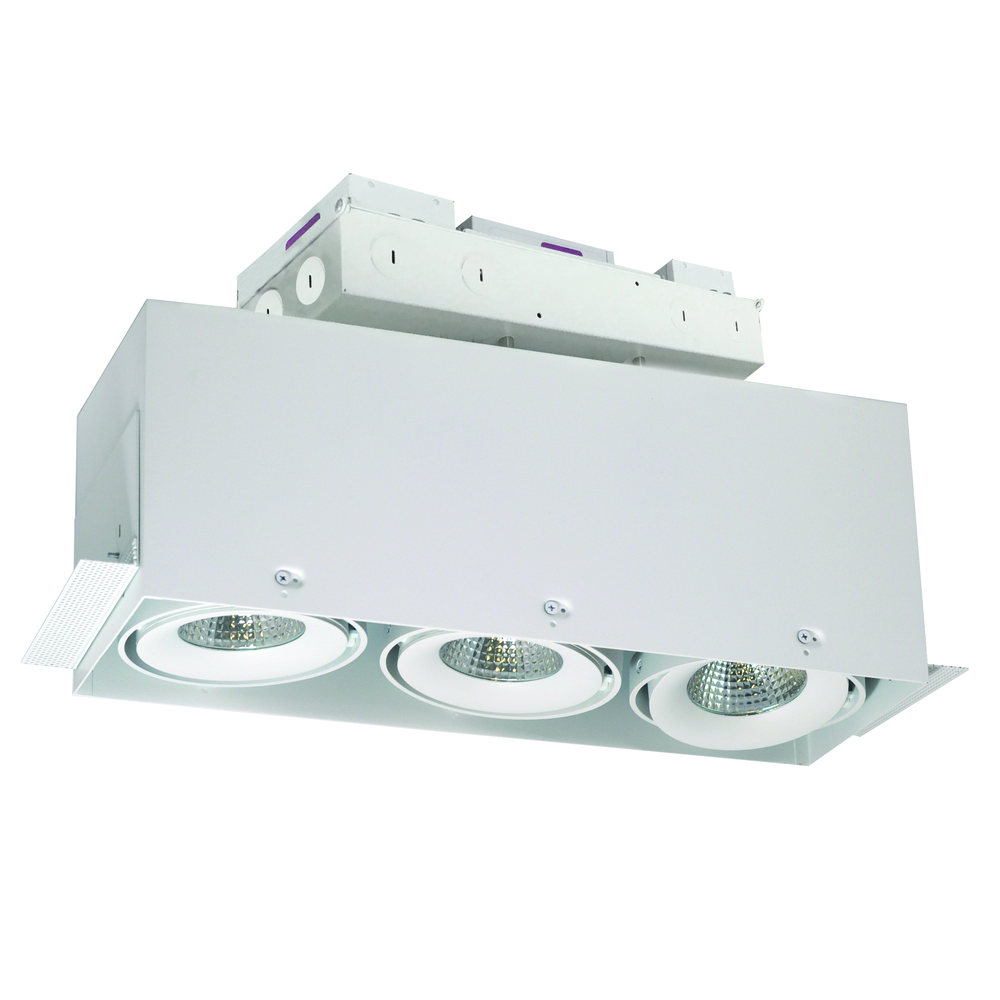 LED Trimless 3-Head MLS Housing, 30W / 2100lm per Head, 3000K, 32-Degrees Flood, White, 120-277V