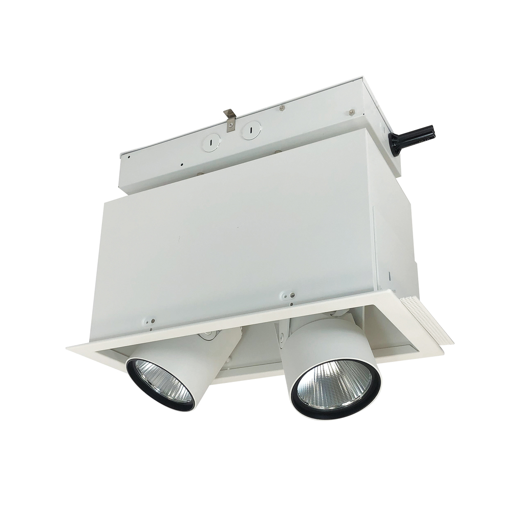 Pull-Down LED Trimless 2-Head MLS, 30W / 2100lm per Head, Flood, 2700K, White, 120V Triac/ELV/0-10V