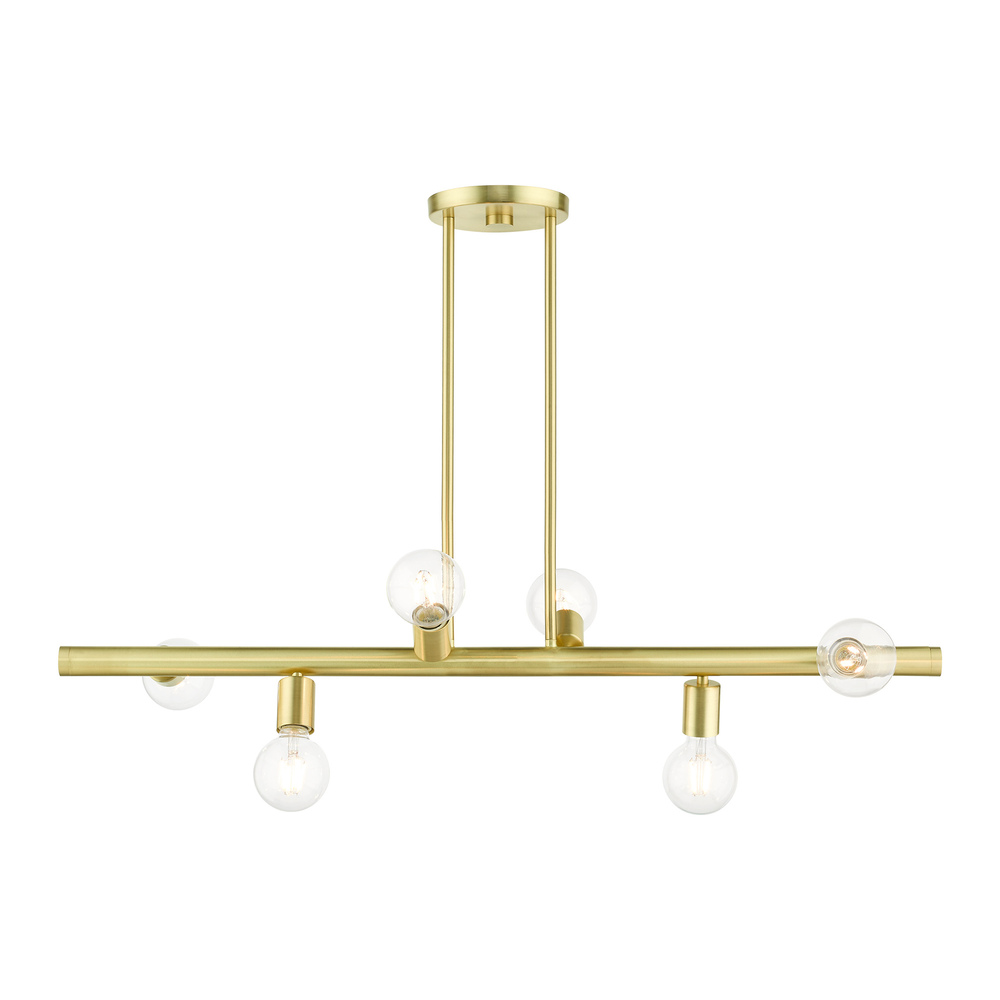 6 Lt Satin Brass  Linear Chandelier