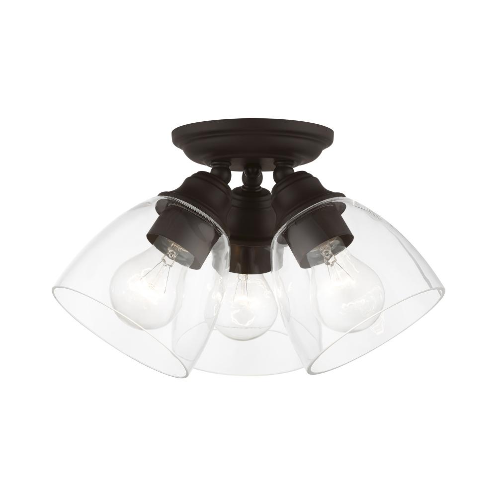 3 Light Bronze Semi-Flush