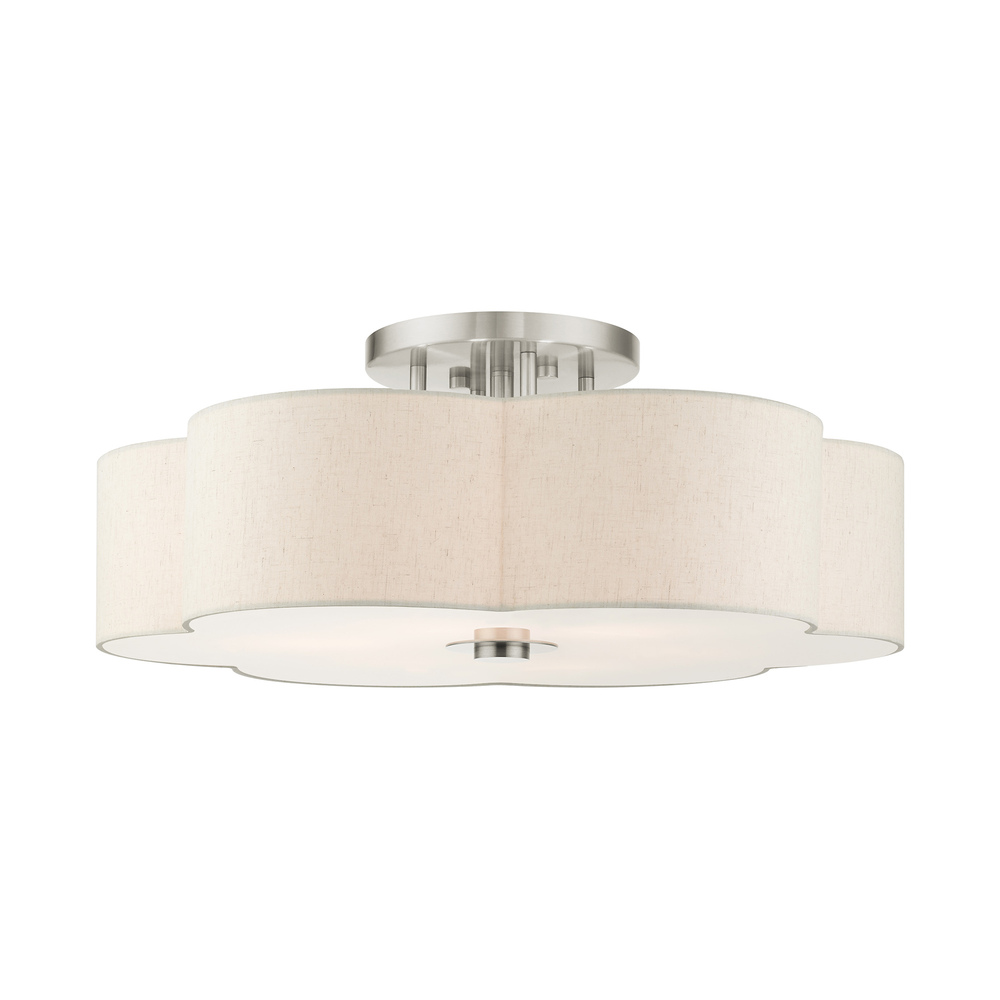 6 Lt Brushed Nickel Semi Flush