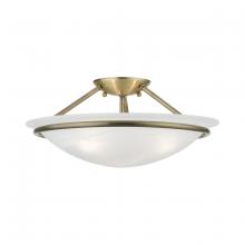 Livex Lighting 4824-01 - Antique Brass 3-Light Semi-Flush