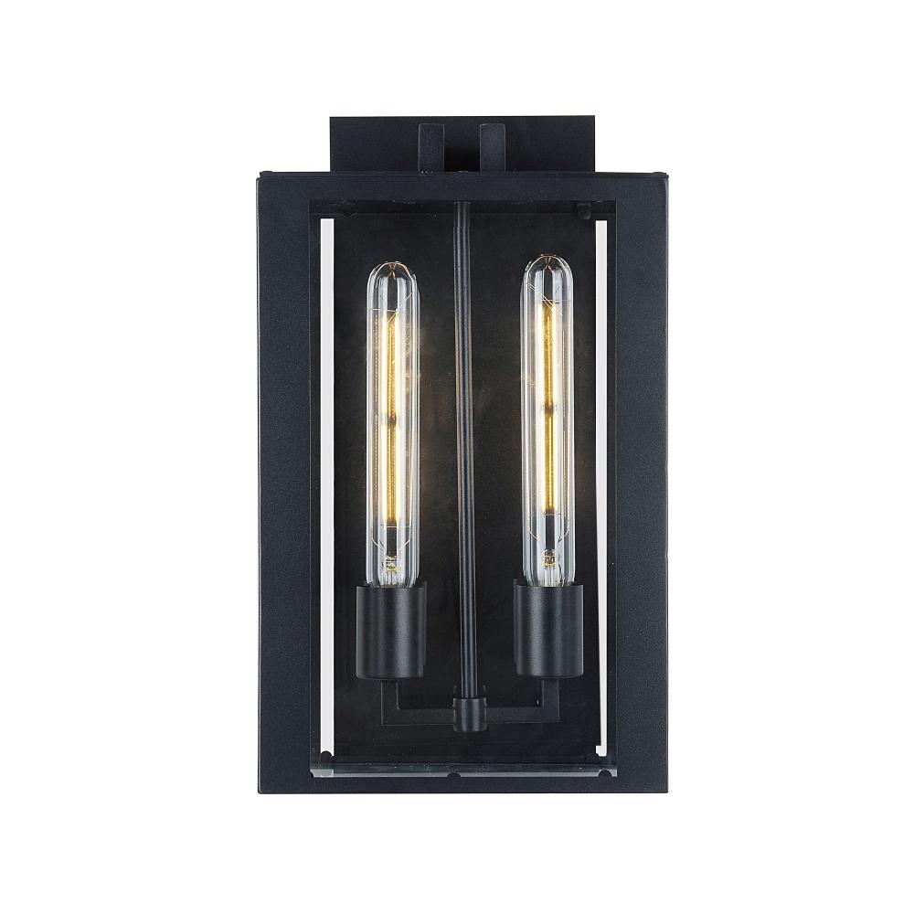 Waterville Collection 2-Light Exterior Wall Light, Matte Black