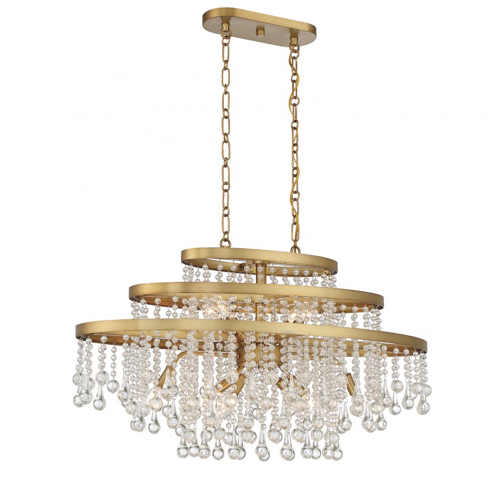 Luna 10-Light Oval Chandelier in Warm Brass