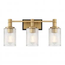 Savoy House 8-1102-3-143 - Concord 3-Light Bathroom Vanity Light in Matte Black with Warm Brass