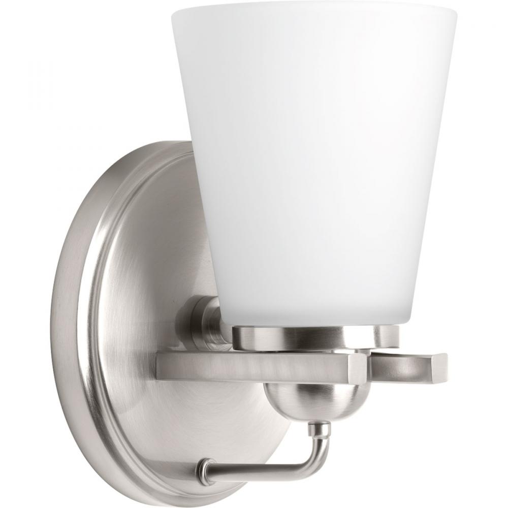 Flight Collection One-Light Brushed Nickel Etched Glass Coastal Bath Vanity Light