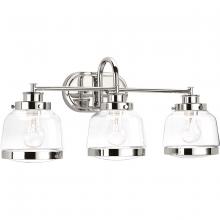 PROGRESS LIGHTING P300082-104 - Judson Collection Three-Light Polished Nickel Clear Glass Farmhouse Bath Vanity Light