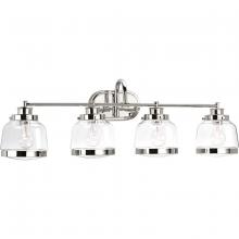 PROGRESS LIGHTING P300083-104 - Judson Collection Four-Light Polished Nickel Clear Glass Farmhouse Bath Vanity Light