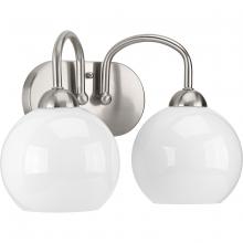 PROGRESS LIGHTING P300085-009 - Carisa Collection Two-Light Brushed Nickel Opal Glass Mid-Century Modern Bath Vanity Light