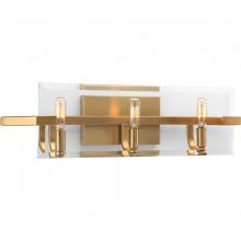 PROGRESS LIGHTING P300110-109 - Cahill Collection Three-Light Brushed Bronze Clear Glass Luxe Bath Vanity Light