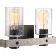 PROGRESS LIGHTING P300124-143 - Gulliver Collection Two-Light Graphite Clear Seeded Glass Coastal Bath Vanity Light