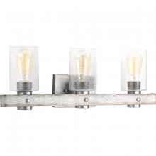 PROGRESS LIGHTING P300125-141 - Gulliver Collection Three-Light Galvanized Finish Clear Seeded Glass Coastal Bath Vanity Light