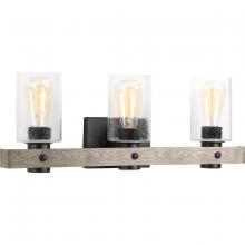 PROGRESS LIGHTING P300125-143 - Gulliver Collection Three-Light Graphite Clear Seeded Glass Coastal Bath Vanity Light