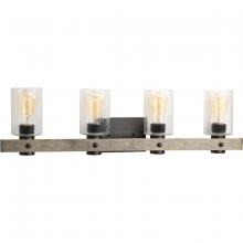 PROGRESS LIGHTING P300126-143 - Gulliver Collection Four-Light Graphite Clear Seeded Glass Coastal Bath Vanity Light