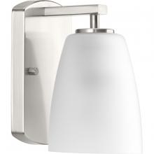 PROGRESS LIGHTING P300131-009 - Leap Collection One-Light Brushed Nickel Etched Glass Modern Bath Vanity Light