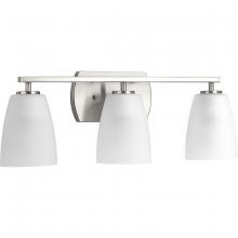 PROGRESS LIGHTING P300133-009 - Leap Collection Three-Light Brushed Nickel Etched Glass Modern Bath Vanity Light