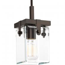 PROGRESS LIGHTING P500073-020 - Glayse Collection One-Light Antique Bronze Clear Glass Luxe Pendant Light