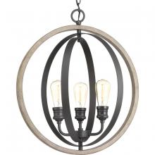 PROGRESS LIGHTING P500093-143 - Conestee Collection Three-Light Graphite Farmhouse Pendant Light