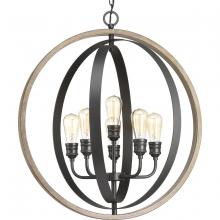 PROGRESS LIGHTING P500094-143 - Conestee Collection Six-Light Graphite Farmhouse Pendant Light