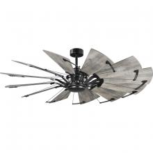 PROGRESS LIGHTING P250000-31M - Springer Collection 60-Inch 12-Blade Matte Black DC Motor Farmhouse Windmill Ceiling Fan