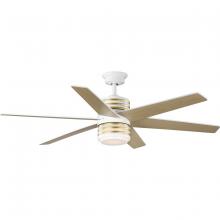PROGRESS LIGHTING P250074-030-30 - Carrollwood Collection 56-Inch Six-Blade Natural Cherry/White DC Motor Contemporary Ceiling Fan