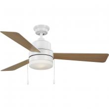 PROGRESS LIGHTING P250076-028-WB - Trevina V 52" 3-Blade Indoor Satin White Modern Ceiling Fan with Light Kit and White Opal Shade