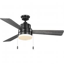 PROGRESS LIGHTING P250076-31M-WB - Trevina V 52" 3-Blade Indoor Matte Black Modern Ceiling Fan with Light Kit and White Opal Shade