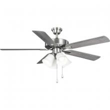 PROGRESS LIGHTING P250077-009-WB - AirPro 52 in. Brushed Nickel 5-Blade AC Motor Ceiling Fan with LED Light