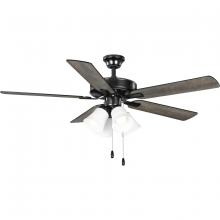 PROGRESS LIGHTING P250077-31M-WB - AirPro 52 in. Matte Black 5-Blade AC Motor Ceiling Fan with Light