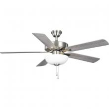 PROGRESS LIGHTING P250078-009-WB - AirPro 52 in. Brushed Nickel 5-Blade AC Motor Ceiling Fan with Light