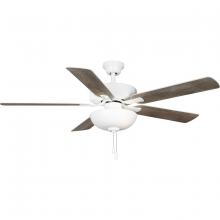 PROGRESS LIGHTING P250078-030-WB - AirPro 52 in. White 5-Blade AC Motor Ceiling Fan with Light