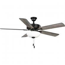 PROGRESS LIGHTING P250078-31M-WB - AirPro 52 in. Matte Black 5-Blade AC Motor Transitional Ceiling Fan with Light