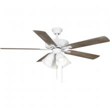 PROGRESS LIGHTING P250081-030-WB - AirPro 52 in. White 5-Blade AC Motor Transitional Ceiling Fan with Light