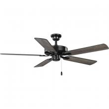 PROGRESS LIGHTING P250084-31M - AirPro 52 in. Matte Black 5-Blade AC Motor Transitional Ceiling Fan with Light