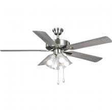 PROGRESS LIGHTING P250085-009-WB - AirPro 52 in. Brushed Nickel 5-Blade AC Motor Transitional Ceiling Fan with Light