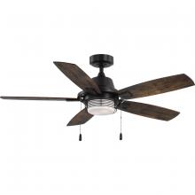 PROGRESS LIGHTING P250095-020-WB - Freestone Collection 52 in. Five-Blade Antique Bronze Transitional Ceiling Fan with LED lamped Light