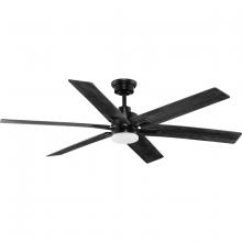 PROGRESS LIGHTING P250103-31M-CS - Dallam Collection 60 in. Six-Blade Matte Black Transitional Ceiling Fan with Integrated CCT-LED Ligh