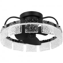 PROGRESS LIGHTING P250114-31M-30 - Fanin Collection Oscillating Three-Blade Matte Black Luxe Ceiling Fan with Silver Blades and Artisan