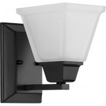 PROGRESS LIGHTING P300158-31M - Clifton Heights Collection One-Light Modern Farmhouse Matte Black Etched Glass Bath Vanity Light