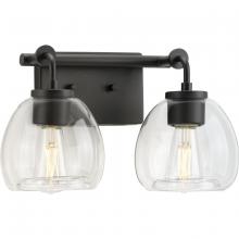 PROGRESS LIGHTING P300346-143 - Caisson Collection Two-Light Graphite Clear Glass Urban Industrial Bath Vanity Light
