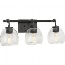 PROGRESS LIGHTING P300347-143 - Caisson Collection Three-Light Graphite Clear Glass Urban Industrial Bath Vanity Light