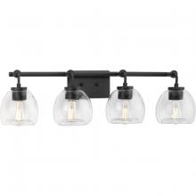 PROGRESS LIGHTING P300348-143 - Caisson Collection Four-Light Graphite Clear Glass Urban Industrial Bath Vanity Light