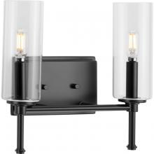 PROGRESS LIGHTING P300357-31M - Elara Collection Two-Light New Traditional Matte Black Clear Glass Bath Vanity Light