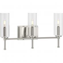 PROGRESS LIGHTING P300358-009 - Elara Collection Three-Light Brushed Nickel Clear Glass New Traditional Bath Vanity Light