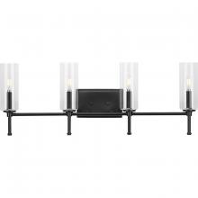 PROGRESS LIGHTING P300359-31M - Elara Collection Four-Light New Traditional Matte Black Clear Glass Bath Vanity Light