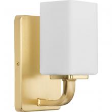 PROGRESS LIGHTING P300368-012 - Cowan Collection One-Light Modern Satin Brass Etched Opal Glass Bath Vanity Light