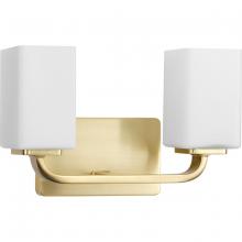 PROGRESS LIGHTING P300369-012 - Cowan Collection Two-Light Modern Satin Brass Etched Opal Glass Bath Vanity Light