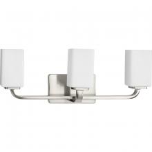 PROGRESS LIGHTING P300370-009 - Cowan Collection Three-Light Modern Brushed Nickel Etched Opal Glass Bath Vanity Light